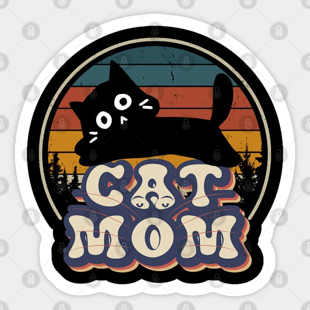 Cat Mom  Retro Funny Cat Mom Mothers Day Sticker by Peter smith